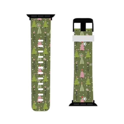 Whimsical Christmas Tree Pattern Apple Watch Band