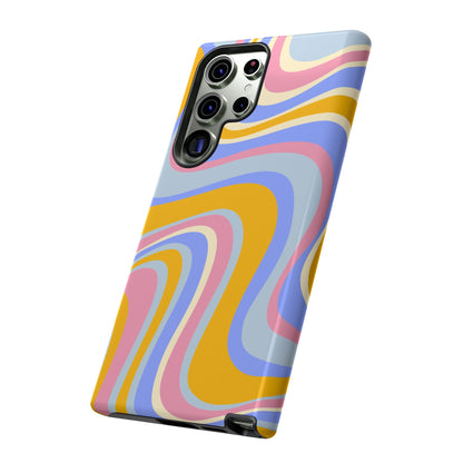 Groovy Pastel Waves Samsung Galaxy Case – 70s-Inspired Design with Dual-Layer Protection