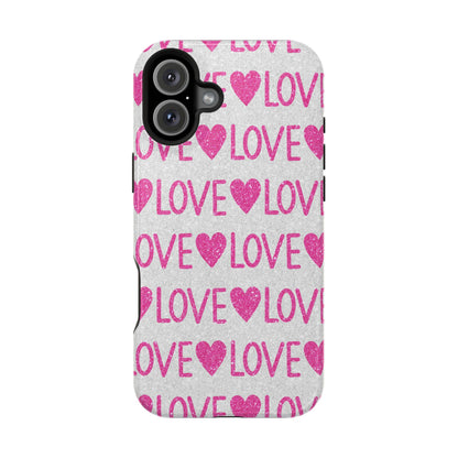 Pink Glitter Love Pattern – MagSafe iPhone Case