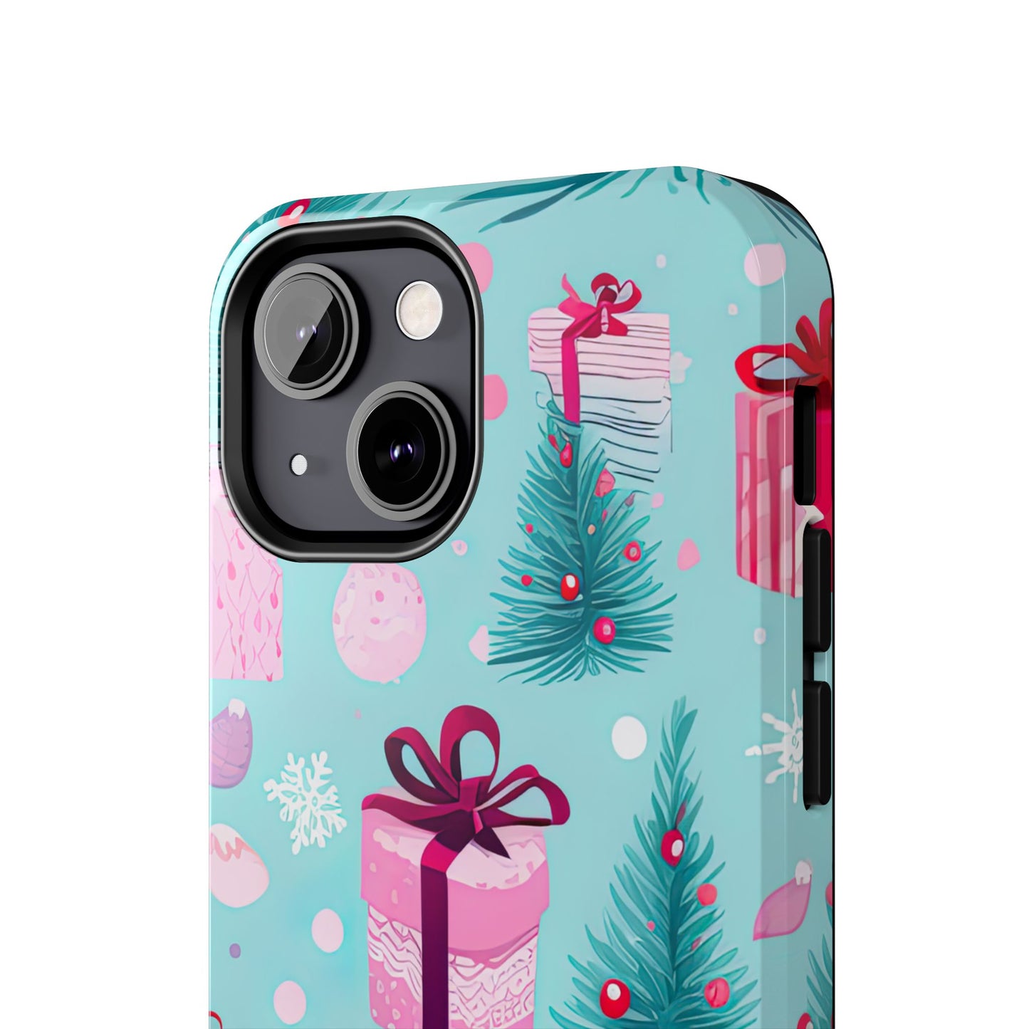 Festive Pink Christmas Gifts and Evergreen iPhone Case – Holiday Theme, Protective Cover