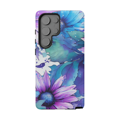 Purple & Teal Watercolor Floral Samsung Galaxy Case - Artistic Flower Design