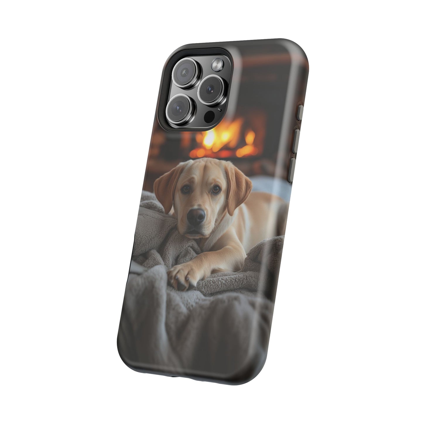 Cozy Golden Retriever by the Fireplace - MagSafe Case