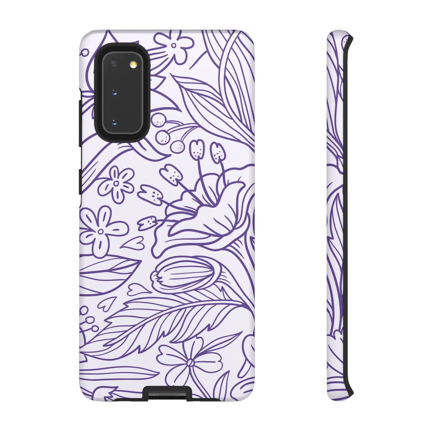 Lavender Floral Line Art Tough Samsung Galaxy Case – Minimalist Botanical Design with Dual-Layer Protection