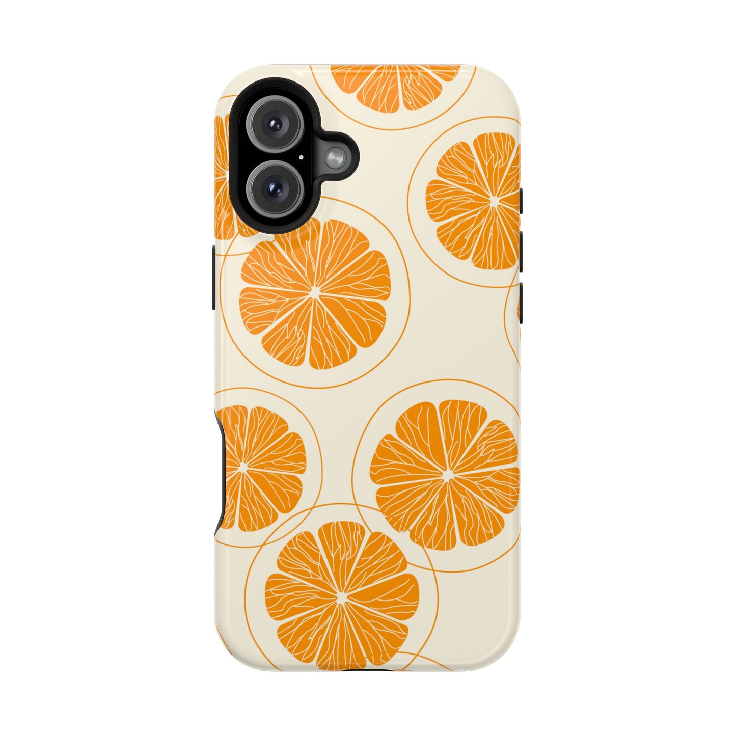 Citrus Burst Pattern Tough MagSafe iPhone Case – Bold Orange Design, Shockproof Protection