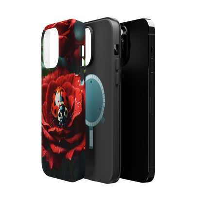 Elegant Rose & Ladybug Charm - MagSafe iPhone Case