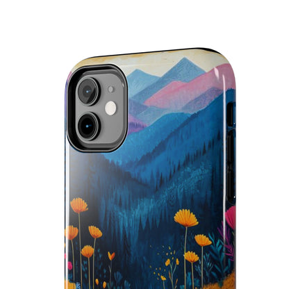 Vibrant Wildflower Mountain iPhone Case – Bold Nature Art, Dual - Layer Protection" - BOGO Cases