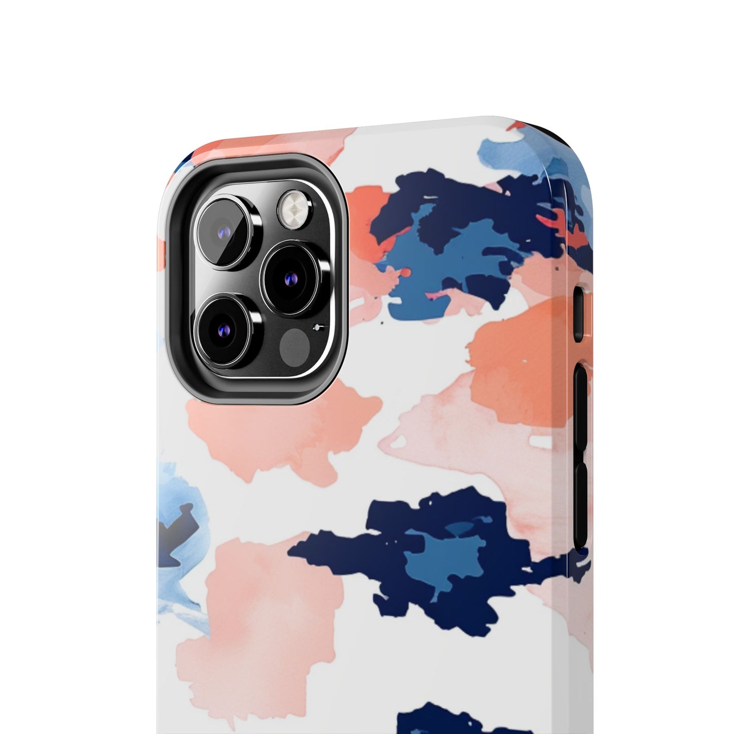 Abstract Coral & Navy Watercolor Design – iPhone Case