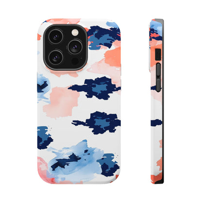 Abstract Coral & Navy Watercolor Design – MagSafe iPhone Case