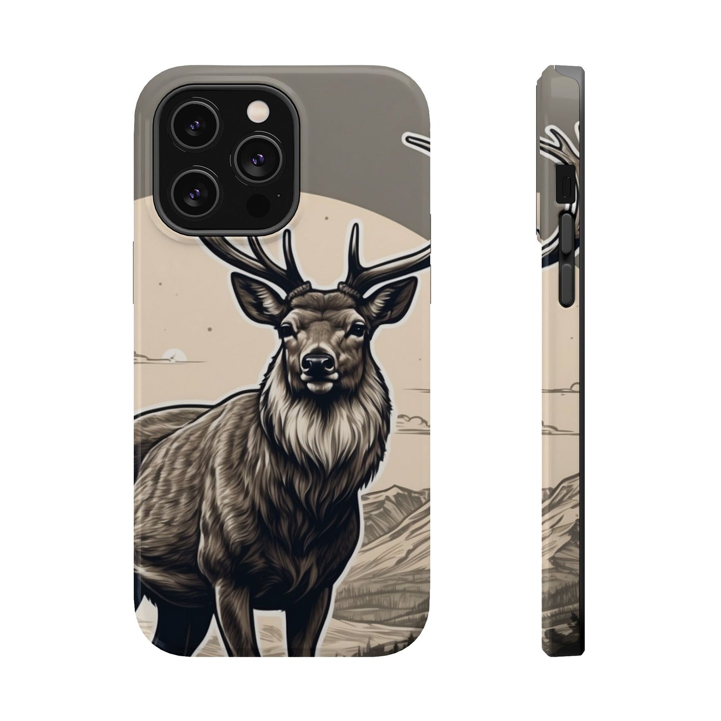 Monochrome Majesty – Regal Stag MagSafe iPhone Cases