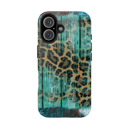 Turquoise Rustic Leopard Wood - iPhone Series Case