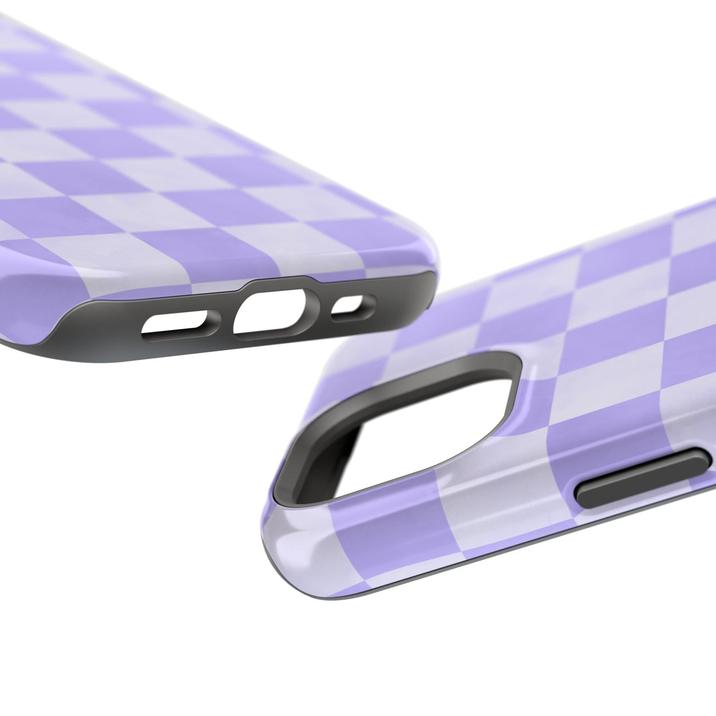 Lavender Checkerboard MagSafe iPhone Case – Shockproof, Smooth Matte Finish, Dual-Layer Design