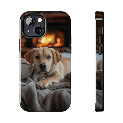 Cozy Golden Retriever by the Fireplace - iPhone Series Case