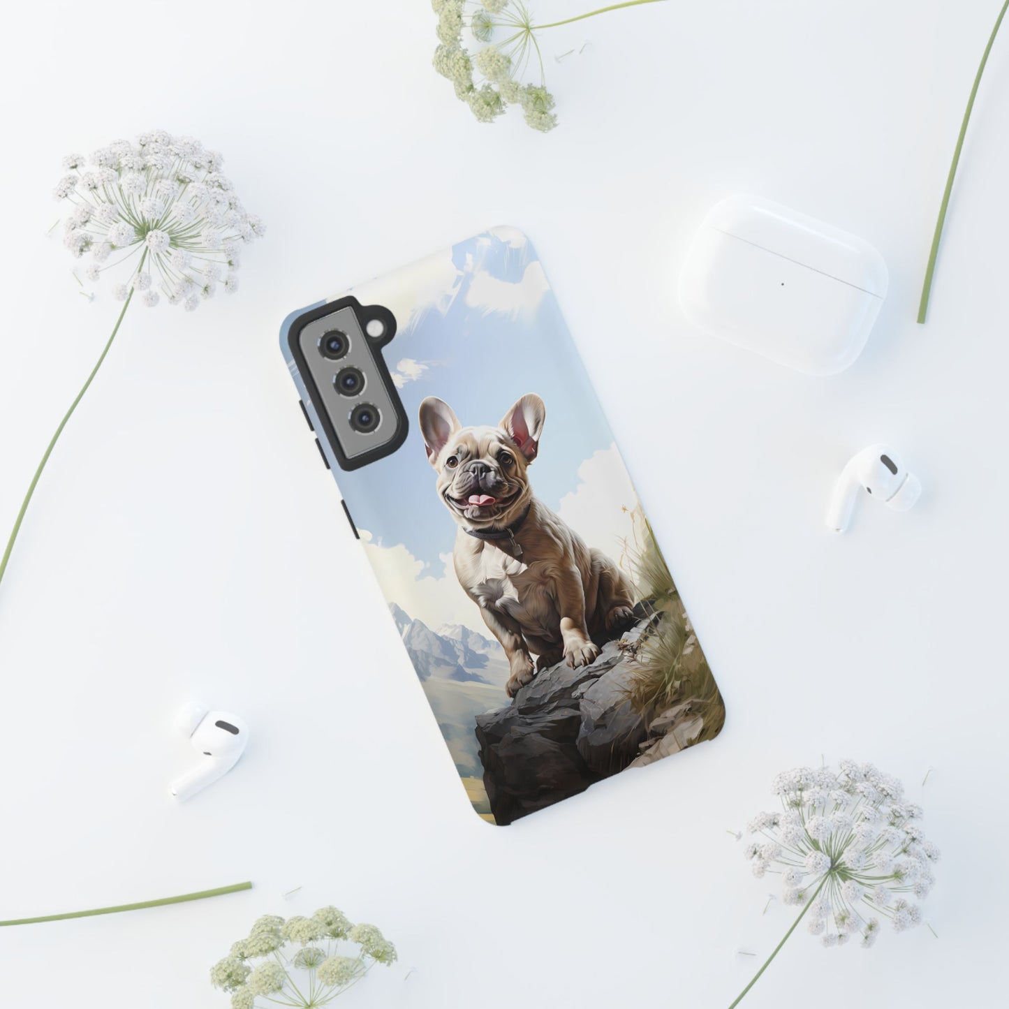 Frenchie iPhone Samsung Galaxy Phone Case! French Bull Dog Standing Proudly. Extremely Tough & Durable With Dual Layer Protection.