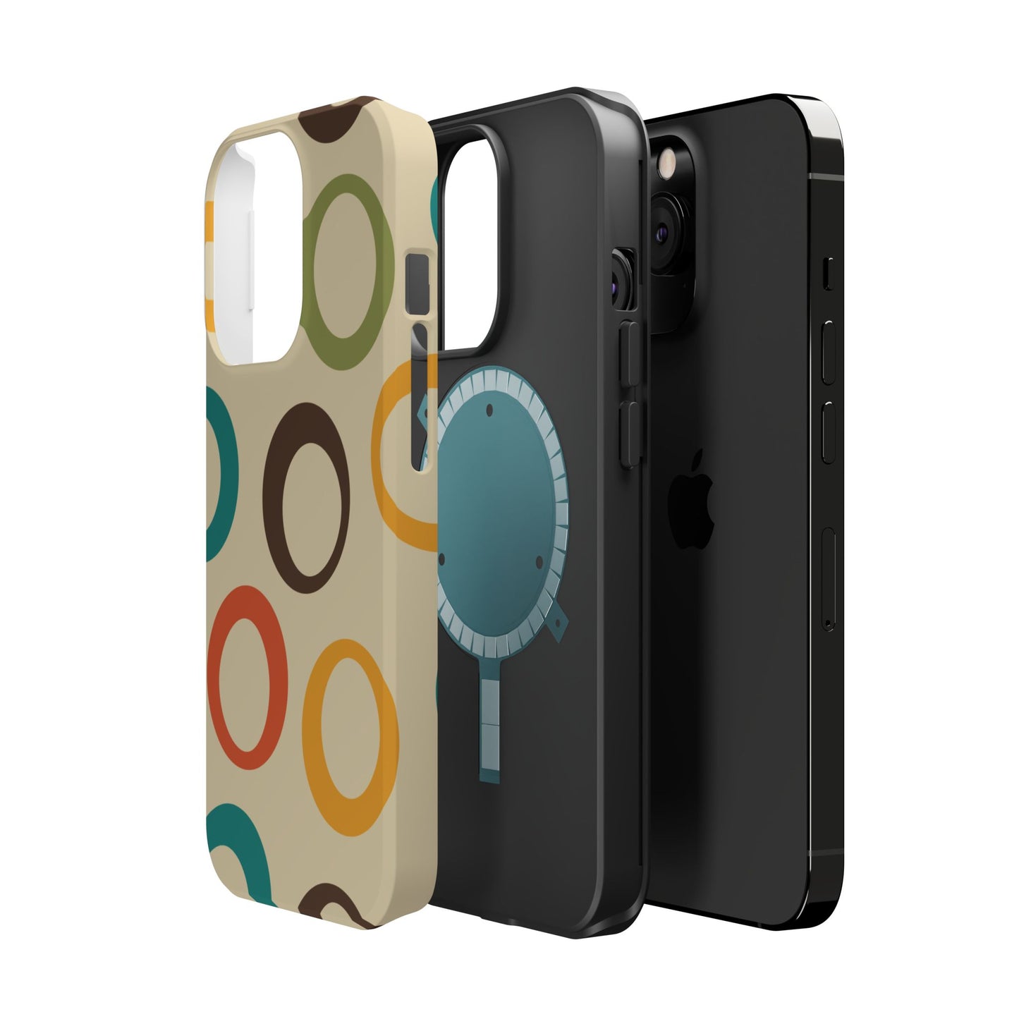 Retro Colorful Rings MagSafe iPhone Case – Shockproof, Matte Finish, Dual-Layer Protection