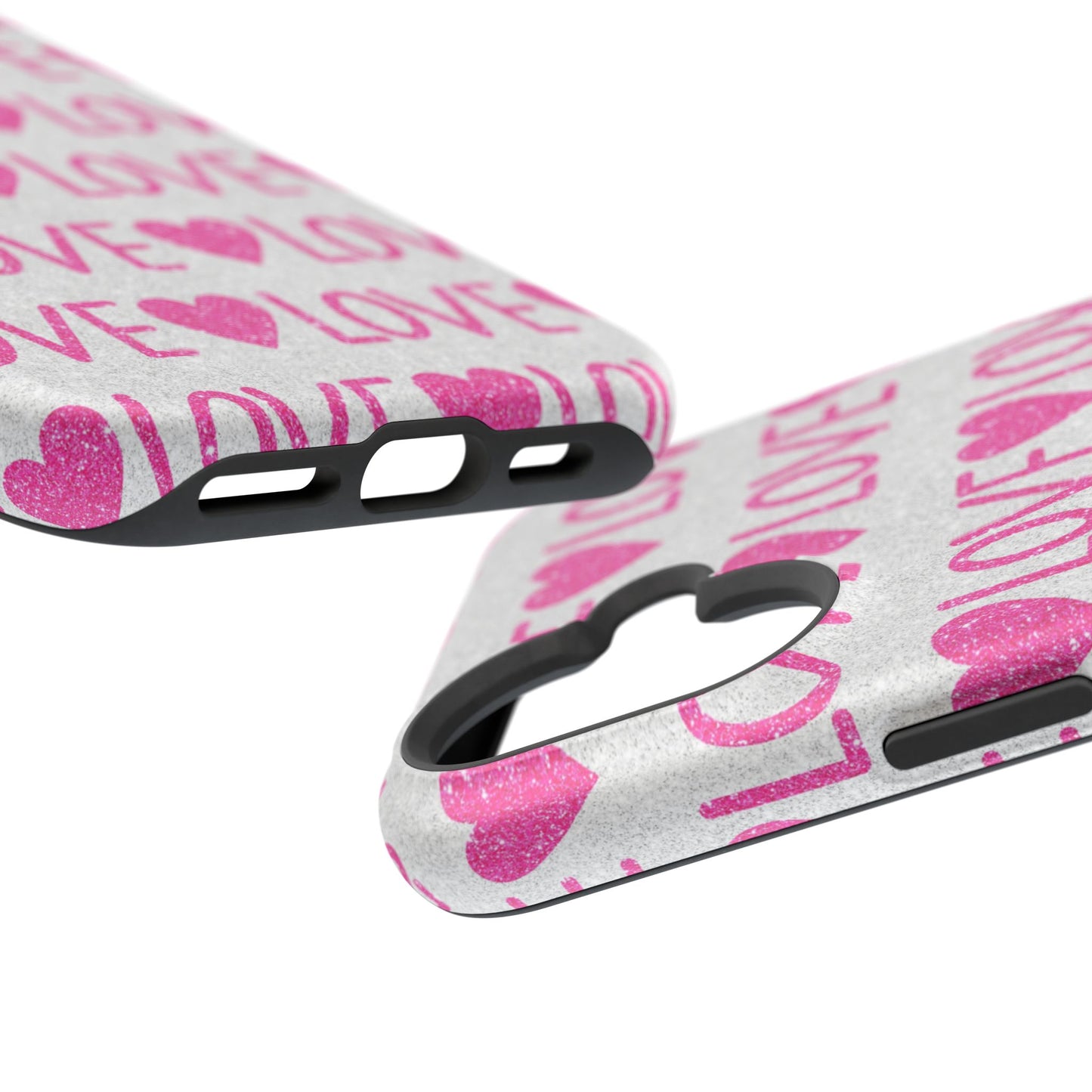 Pink Glitter Love Pattern – MagSafe iPhone Case