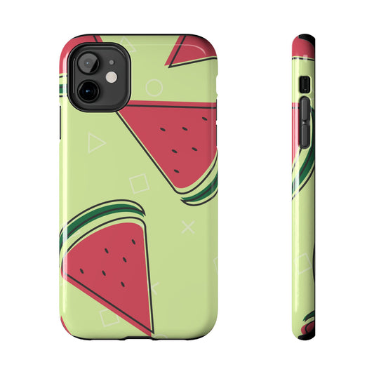 Watermelon Slice iPhone Case – Fresh & Fun Design with Retro Geometric Pattern