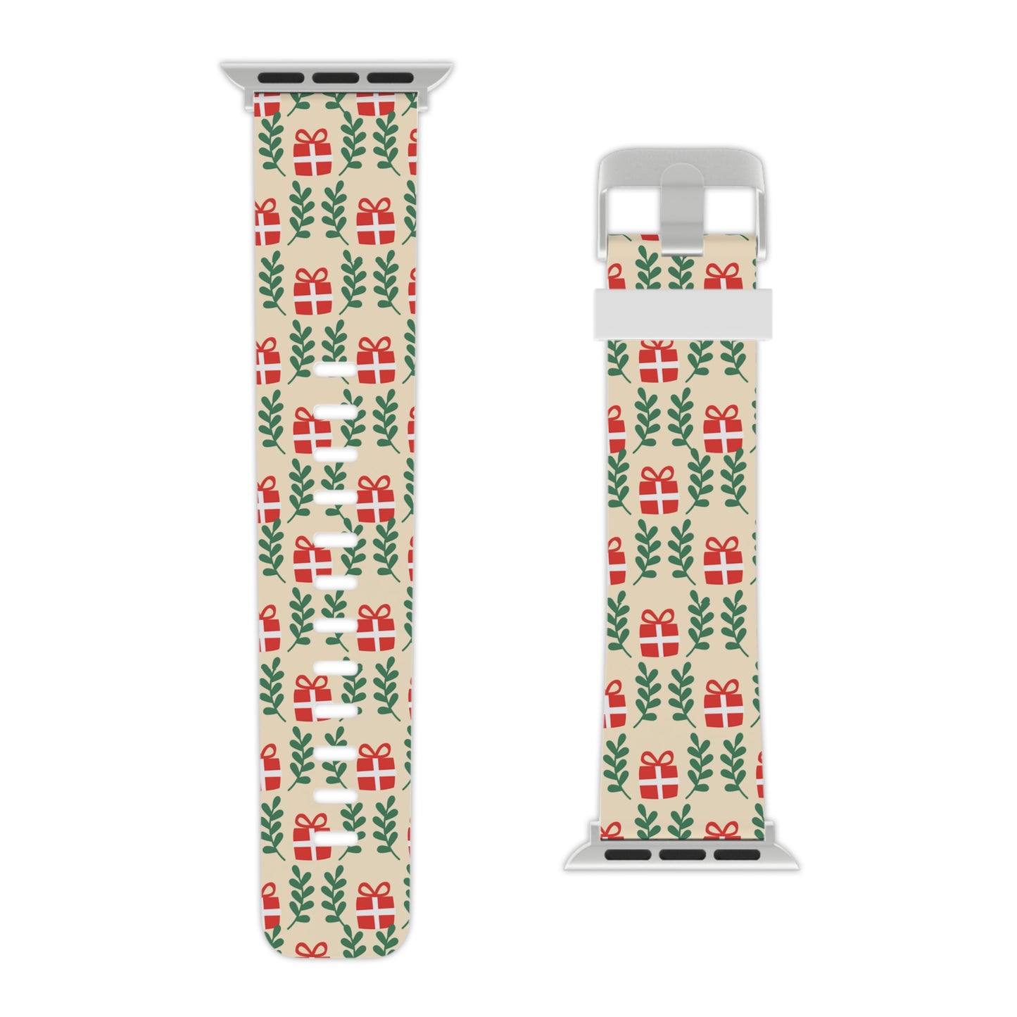  Holiday Cheer Red Gifts & Green Leaves  Apple Watch Band