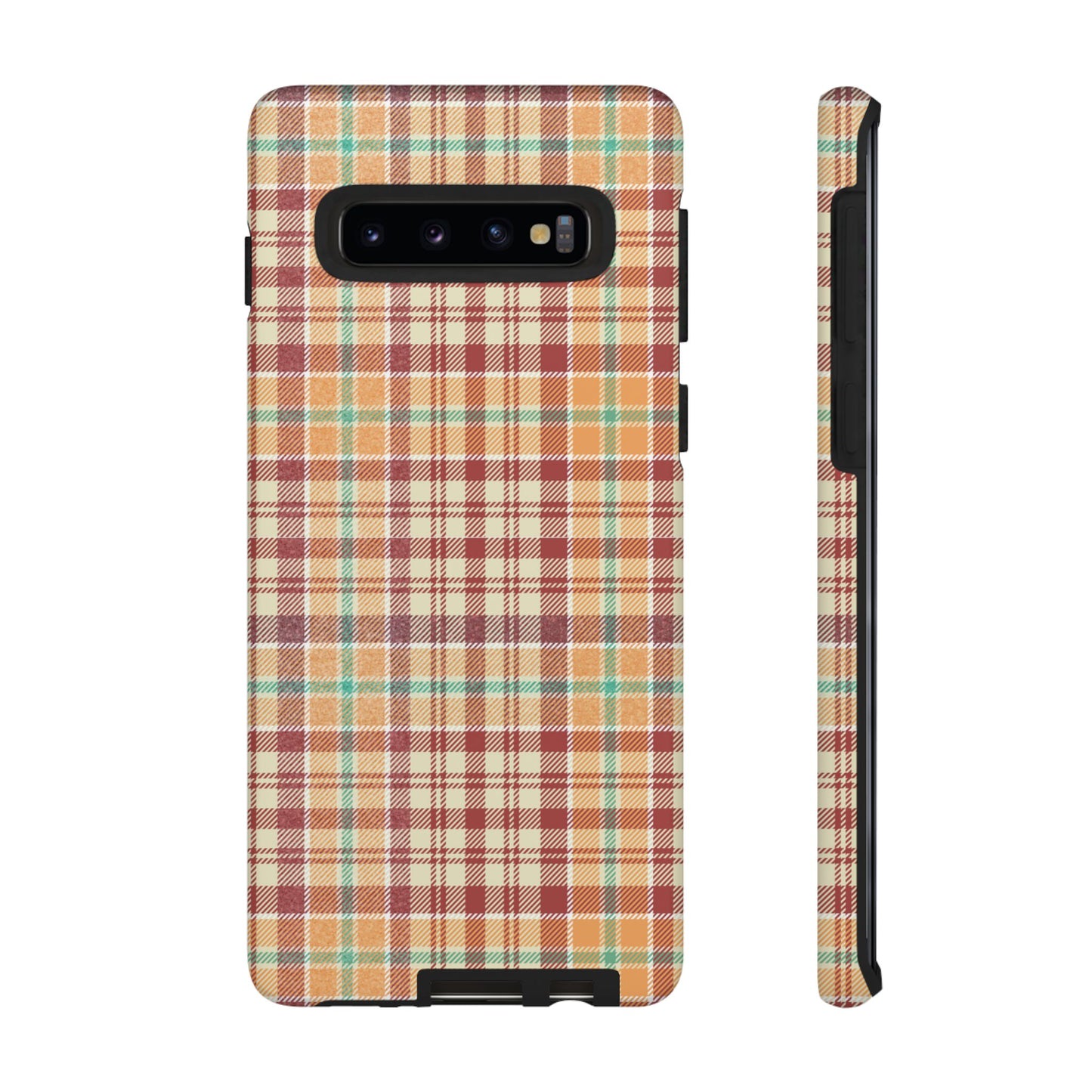 Retro Chic Plaid Samsung Galaxy Case in Red, Orange, Green & Cream – Timeless Vintage Design