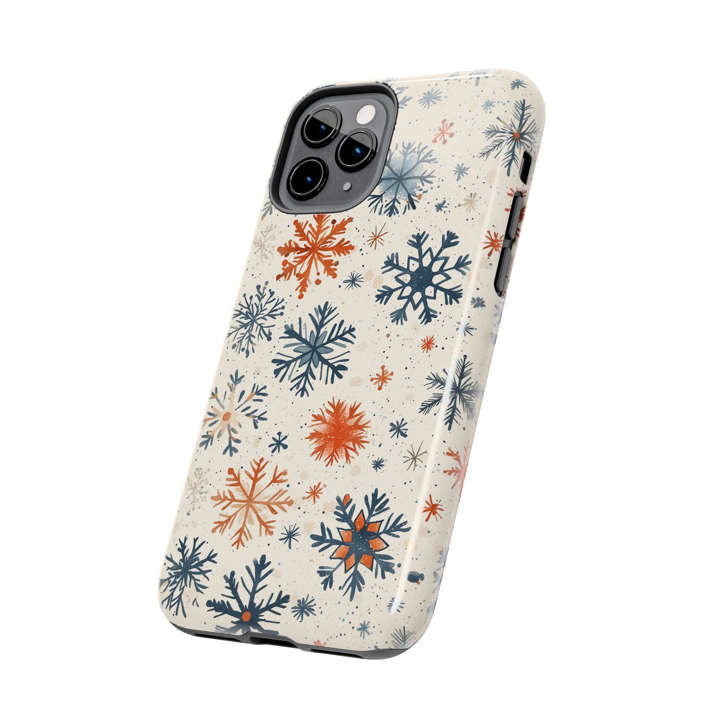 Rustic Orange and Blue Snowflake Pattern – iPhone Series Case