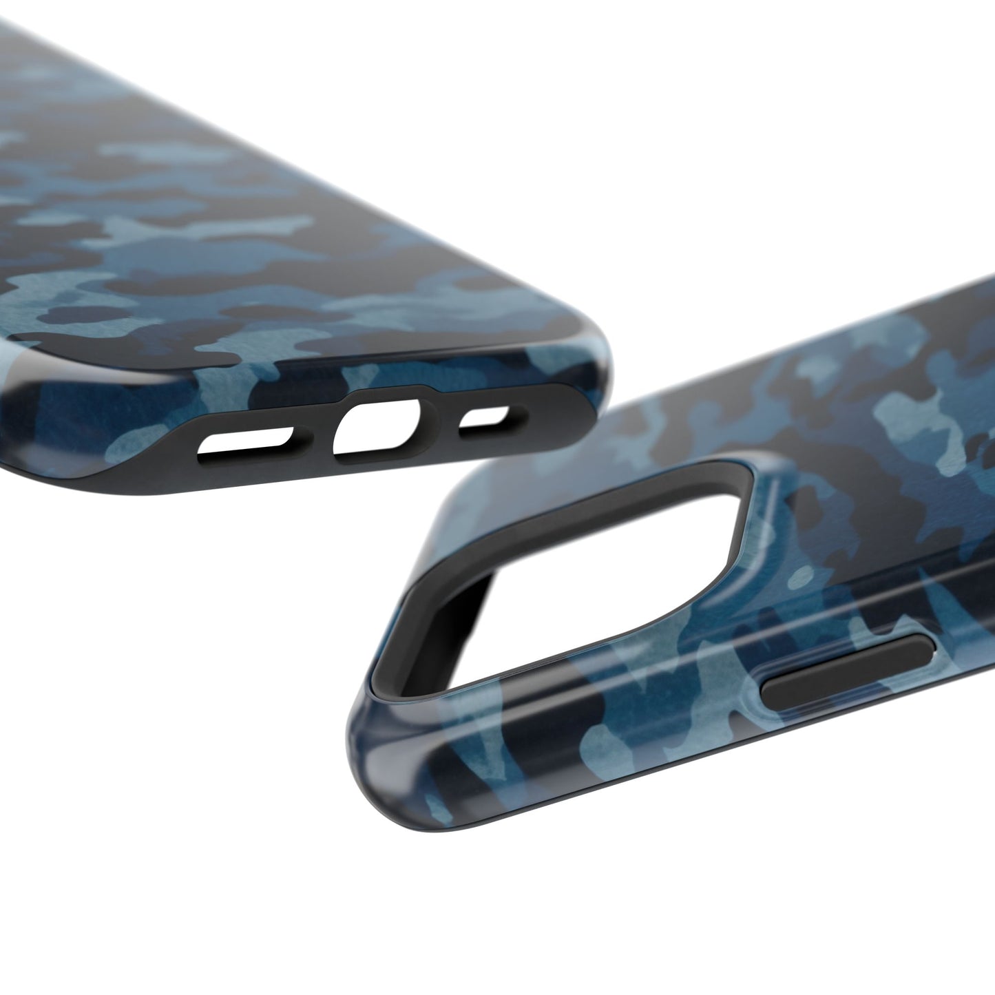 Dark Blue Camouflage – MagSafe iPhone Case with Modern Rugged Style