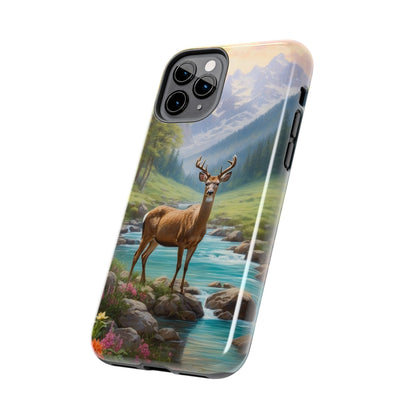 Alpine Serenity – Stag in Mountain Bliss iPhone Cases