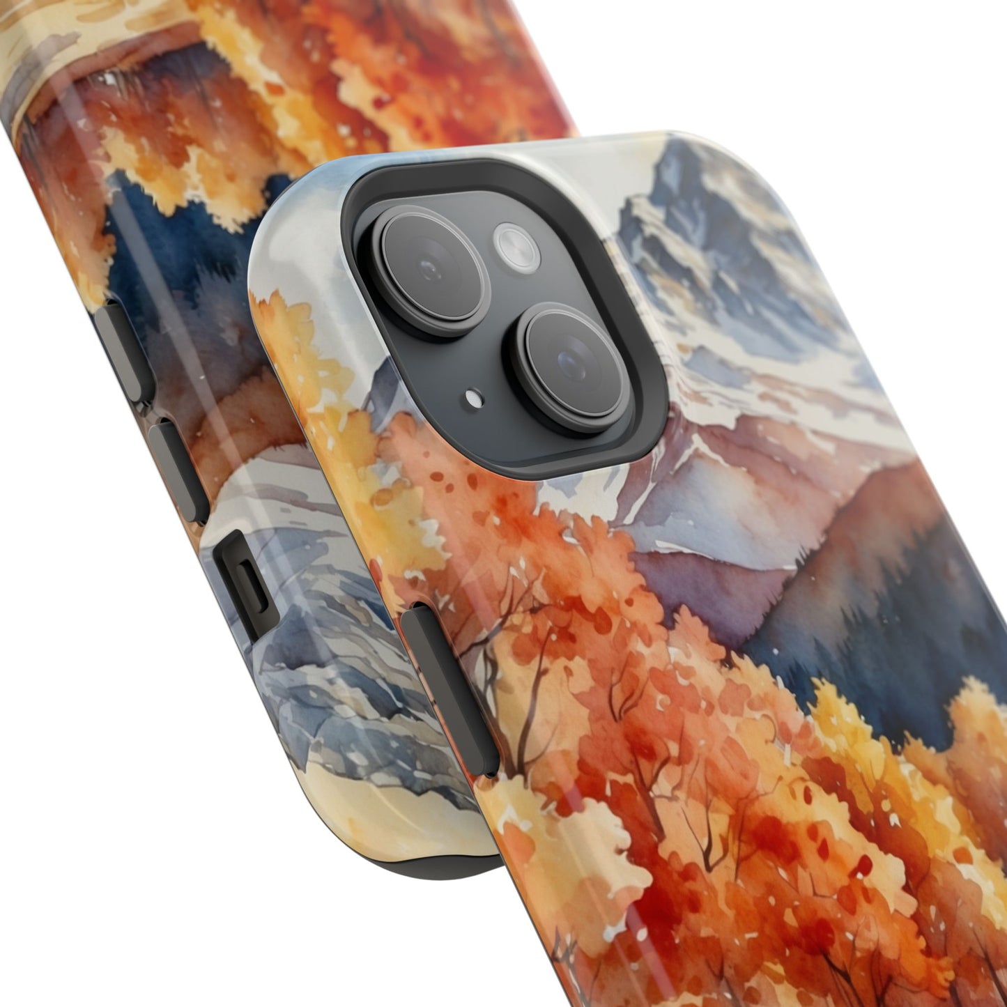 Watercolor Autumn Forest and Mountains - MagSafe iPhone Case