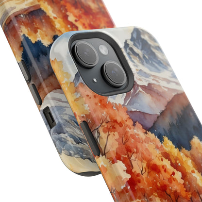 Watercolor Autumn Forest and Mountains - MagSafe iPhone Case