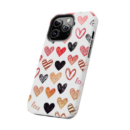 iPhone Case: Hand-Drawn Hearts & Love