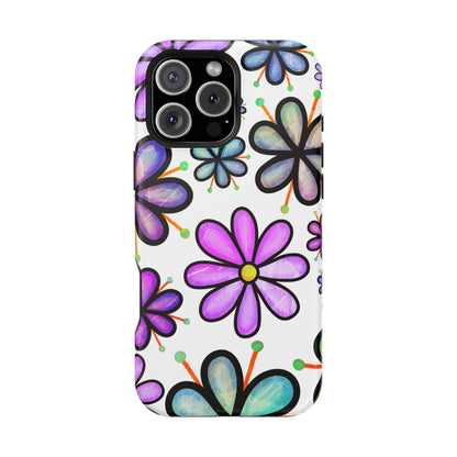 Whimsical Lavender Floral MagSafe iPhone Case – Ultra-Slim, High-Gloss Finish