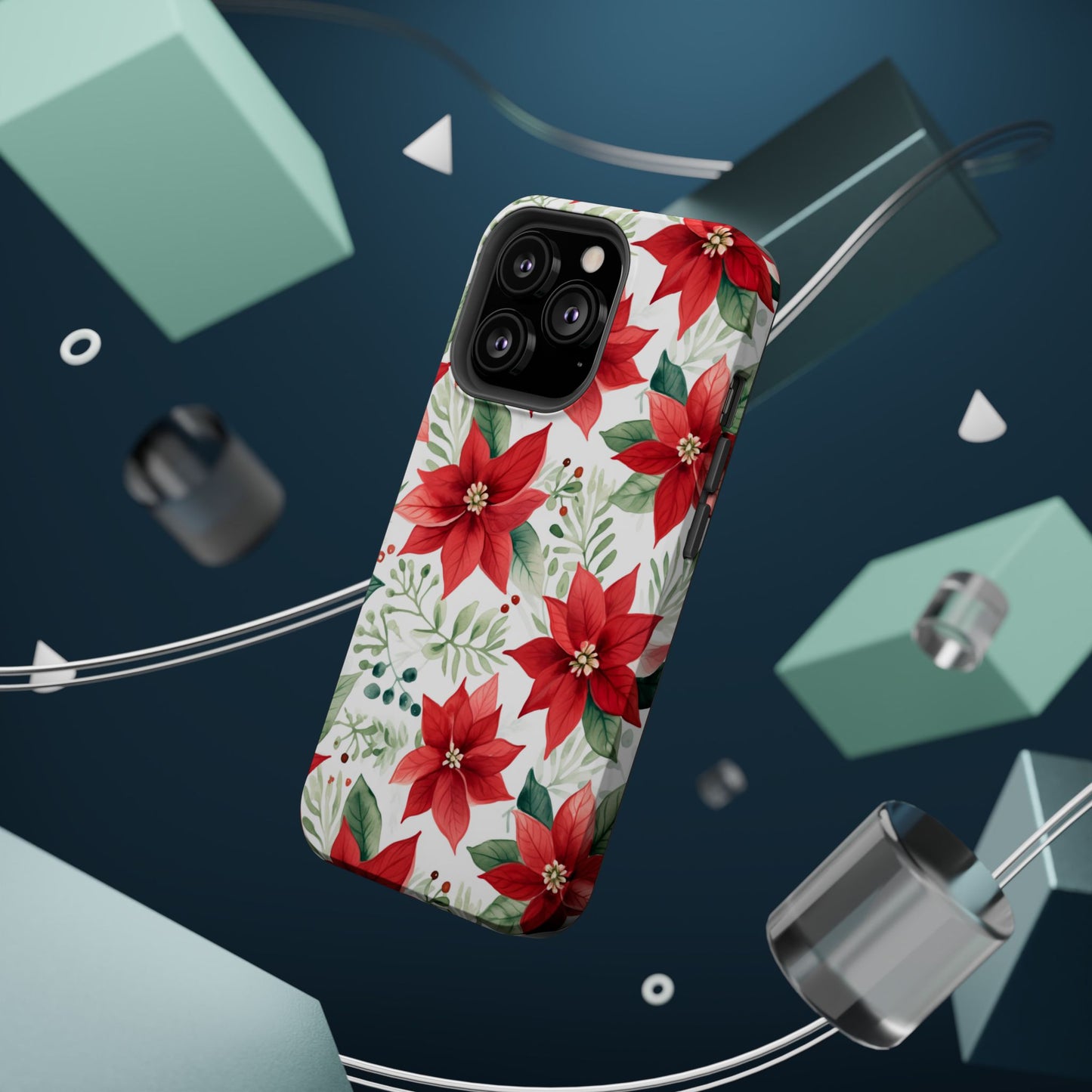 Festive Poinsettia Holiday Pattern – MagSafe iPhone Series Case