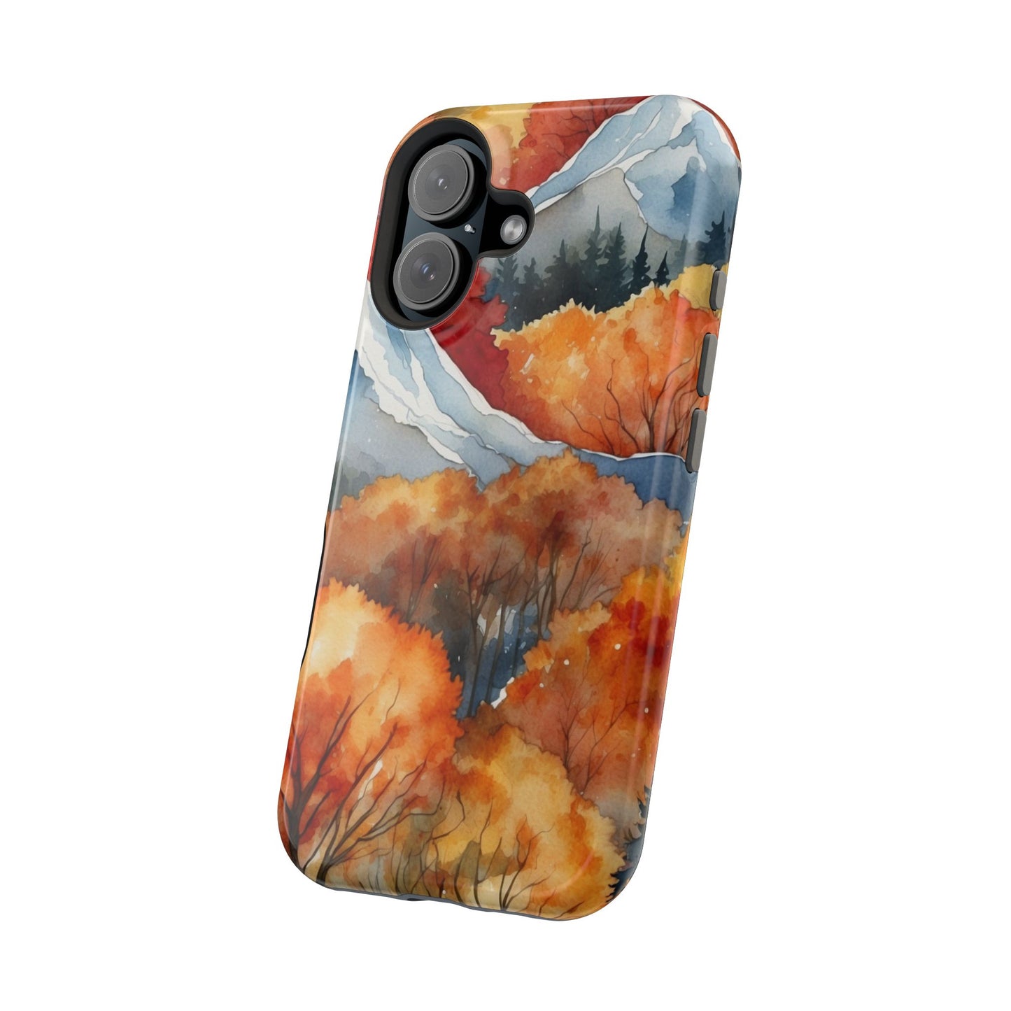 Autumn Mountain Forest Watercolor - MagSafe iPhone Case