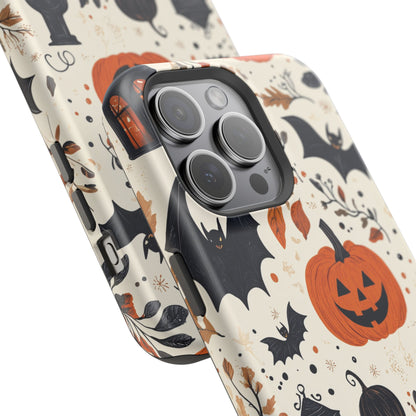 Charming Halloween MagSafe iPhone Case – Pumpkin, Bats, and Spooky Lantern Design