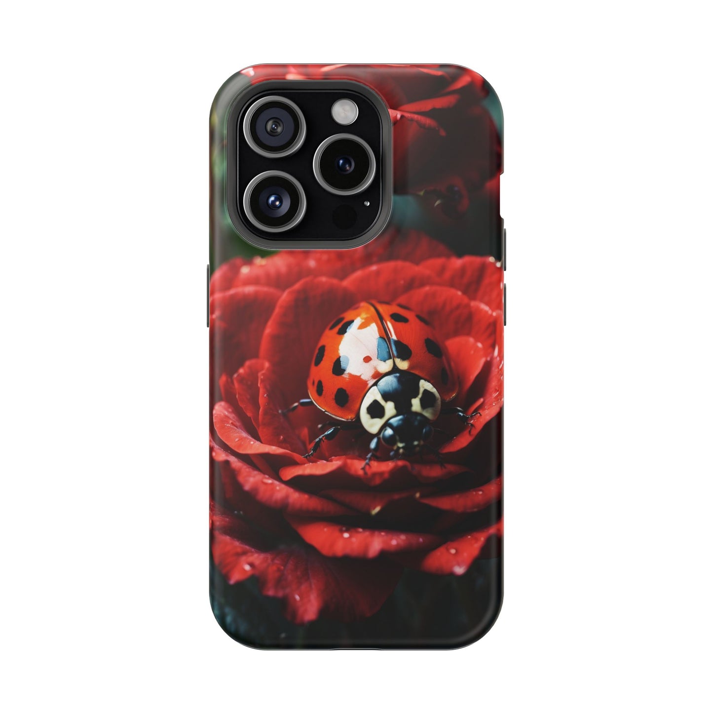 Elegant Rose & Ladybug Charm - MagSafe iPhone Case