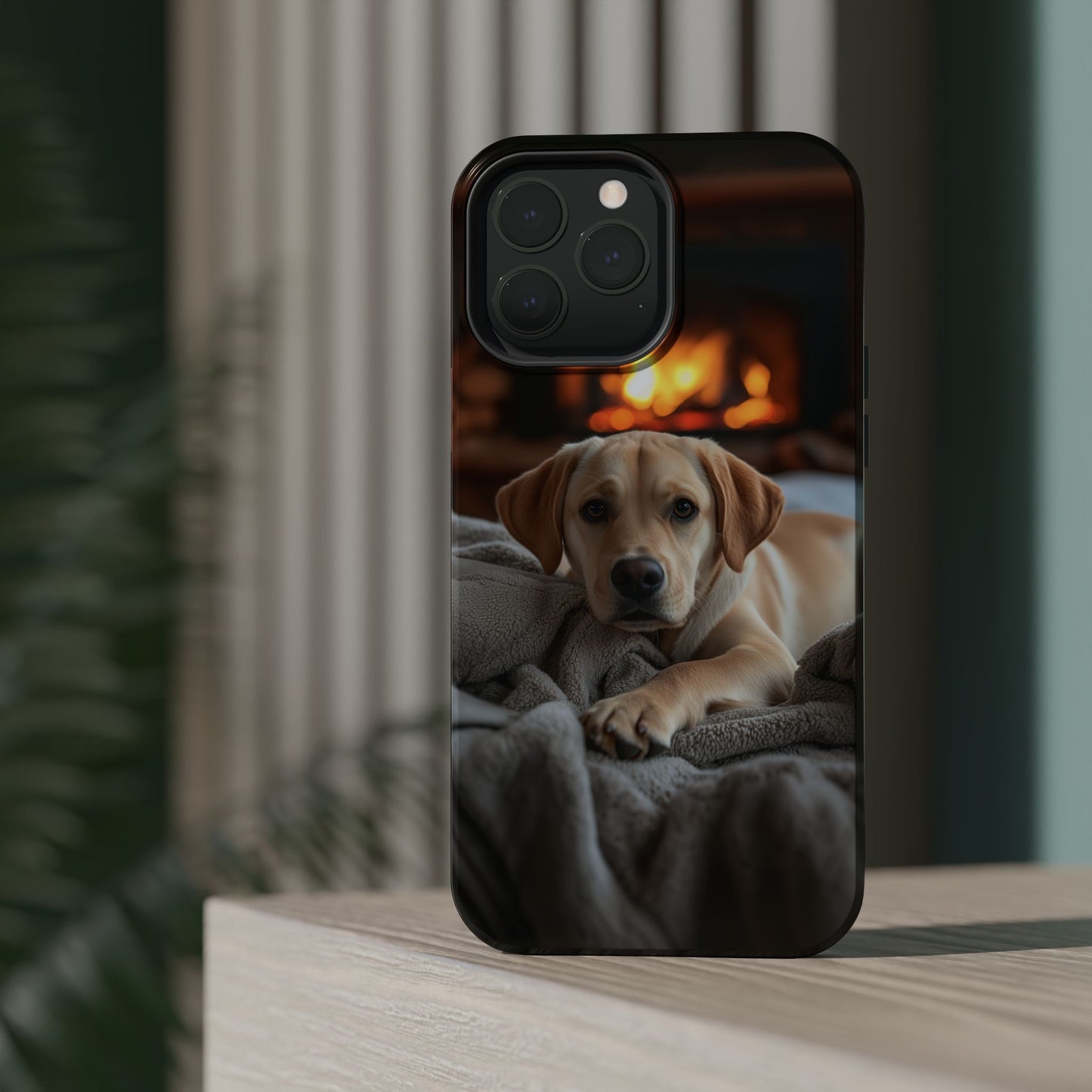 Cozy Golden Retriever by the Fireplace - MagSafe Case