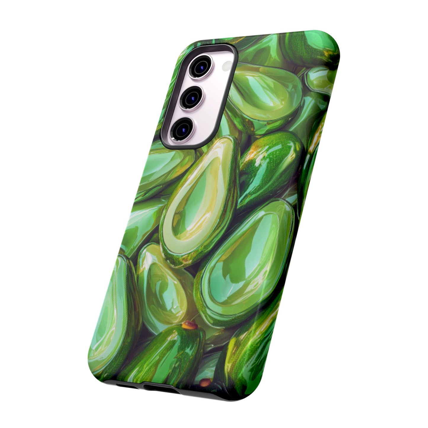 Glossy Avocado Samsung Galaxy  Case – Sleek Green 3D Fruit Design, Durable and Stylish