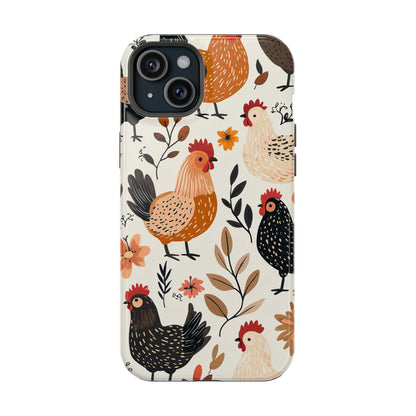 MagSafe iPhone Case: Cluckin' Vintage – Chickens & Leaves