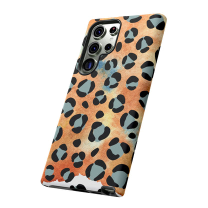 Sunset Watercolor Leopard Print Tough Samsung Galaxy Case – Artistic Animal Pattern with Dual-Layer Protection