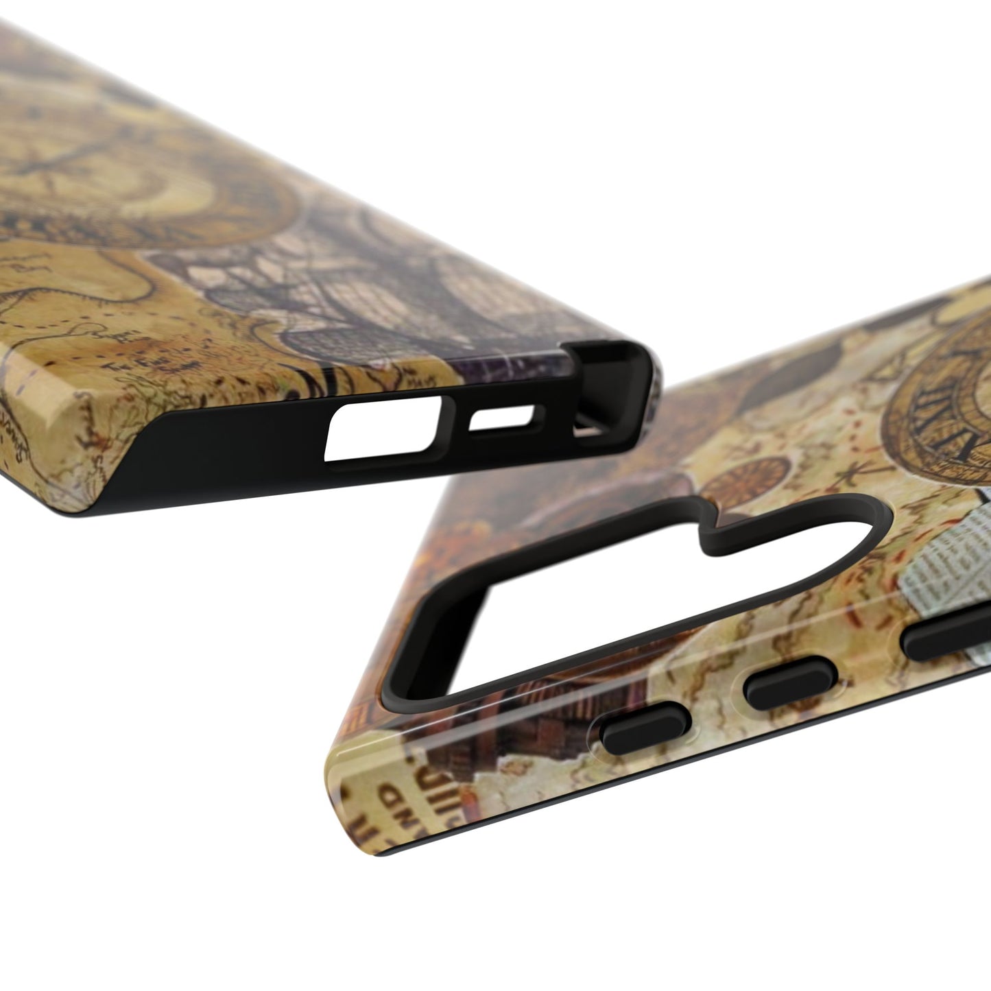 Steampunk Vintage Adventure Samsung Galaxy Case – Dual-Layer Protection with Antique Map and Clock Design
