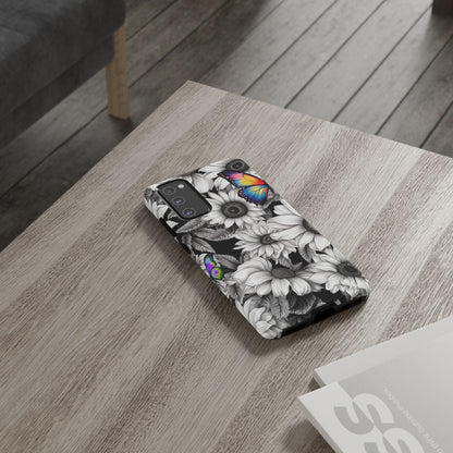 Rainbow Butterflies & Monochrome Sunflowers – Samsung Galaxy Case