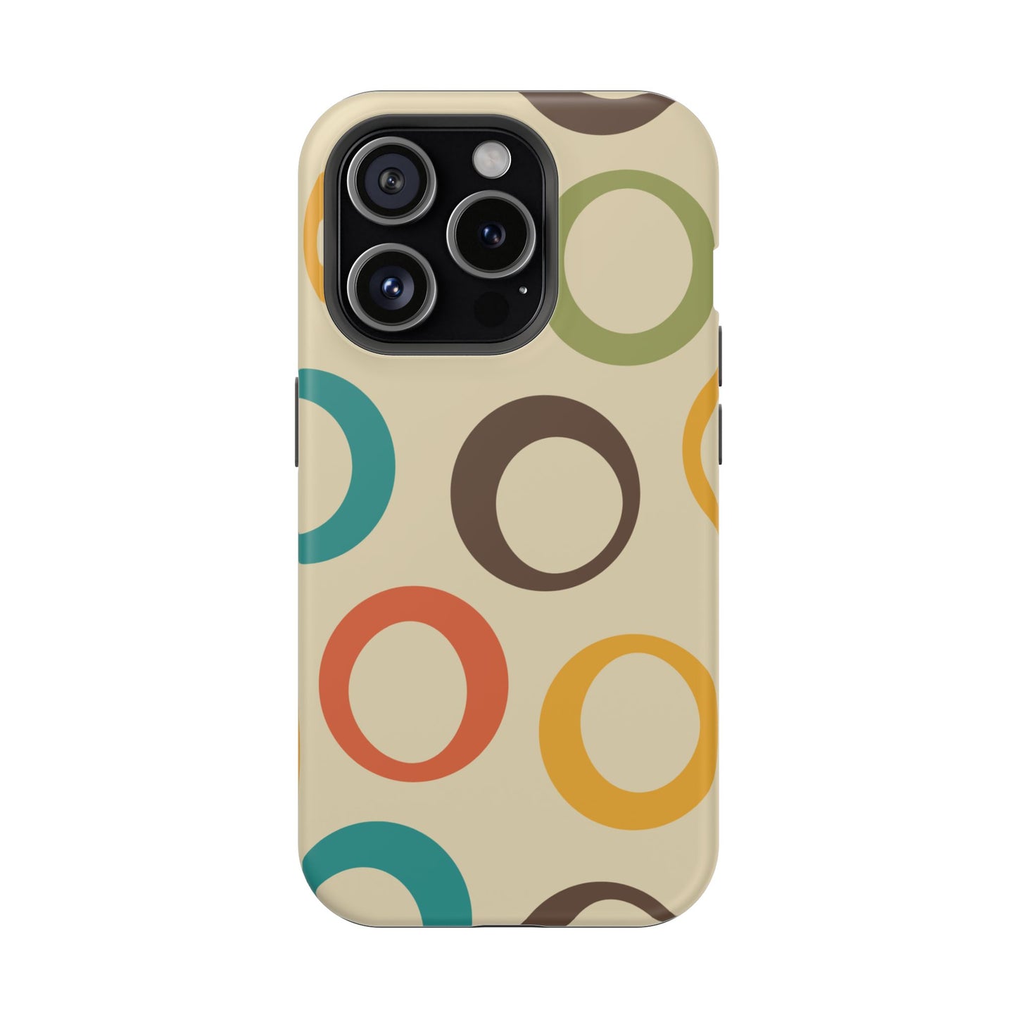 Retro Colorful Rings MagSafe iPhone Case – Shockproof, Matte Finish, Dual-Layer Protection
