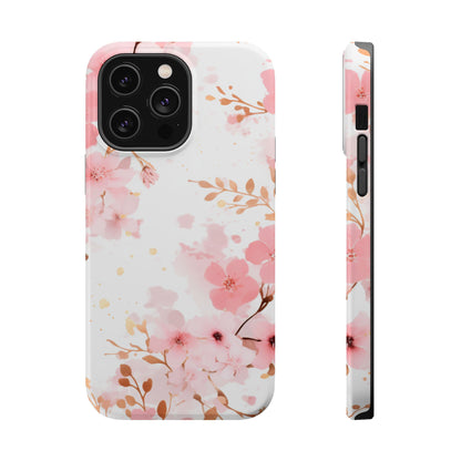 Soft Pink Cherry Blossom MagSafe Case – Floral Elegance with Wireless Charging