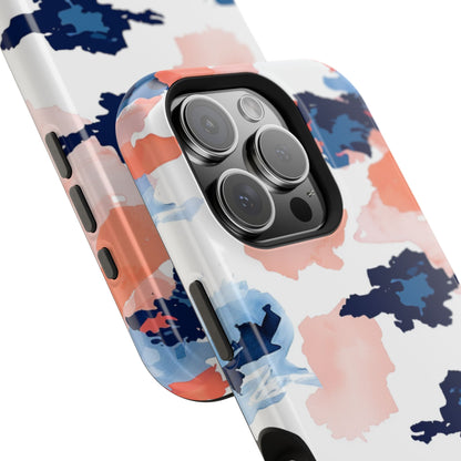 Abstract Coral & Navy Watercolor Design – MagSafe iPhone Case