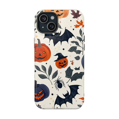 Spooky Halloween MagSafe iPhone Case – Pumpkins, Bats, and Spider Design