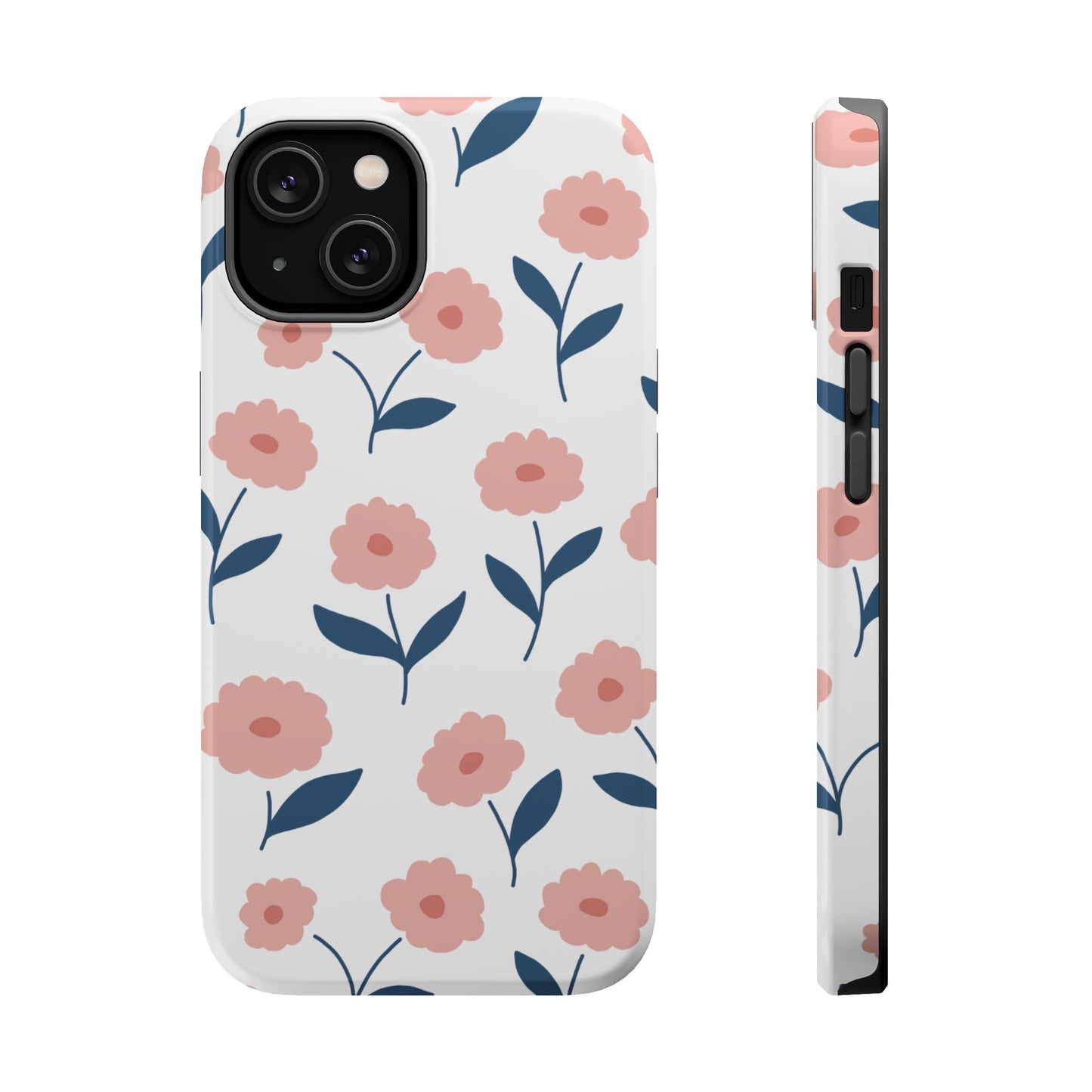 Playful Pink Floral Tough MagSafe  iPhone Case – Soft Pastel Design, Slim & Shockproof