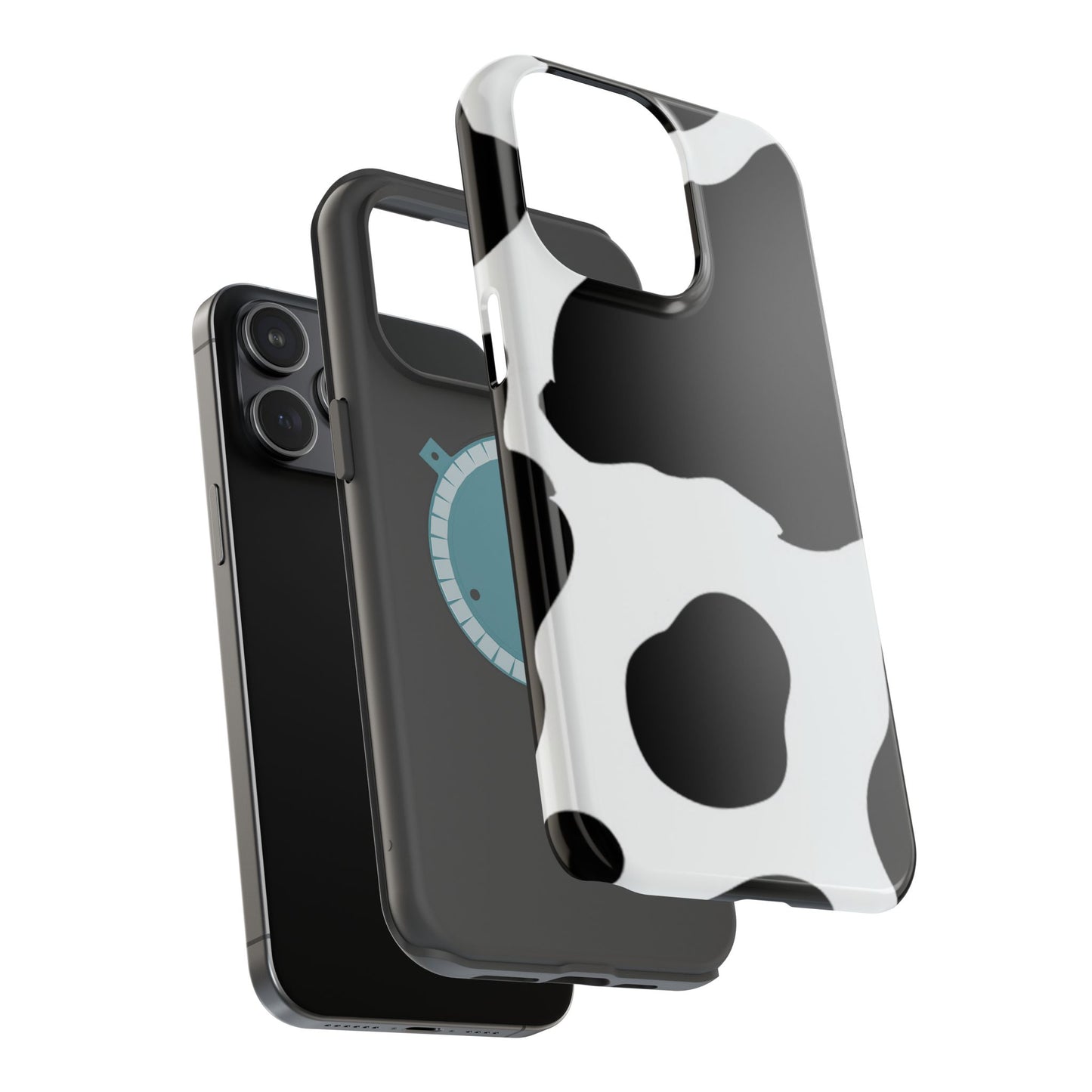 Bold Black and White Cow Print Tough MagSafe iPhone Case – Modern Animal Pattern with Dual-Layer Protection