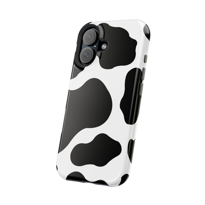 Chic Cow Print Tough Magsafe iPhone Case – Trendy Monochrome Animal Pattern with Dual-Layer Protection