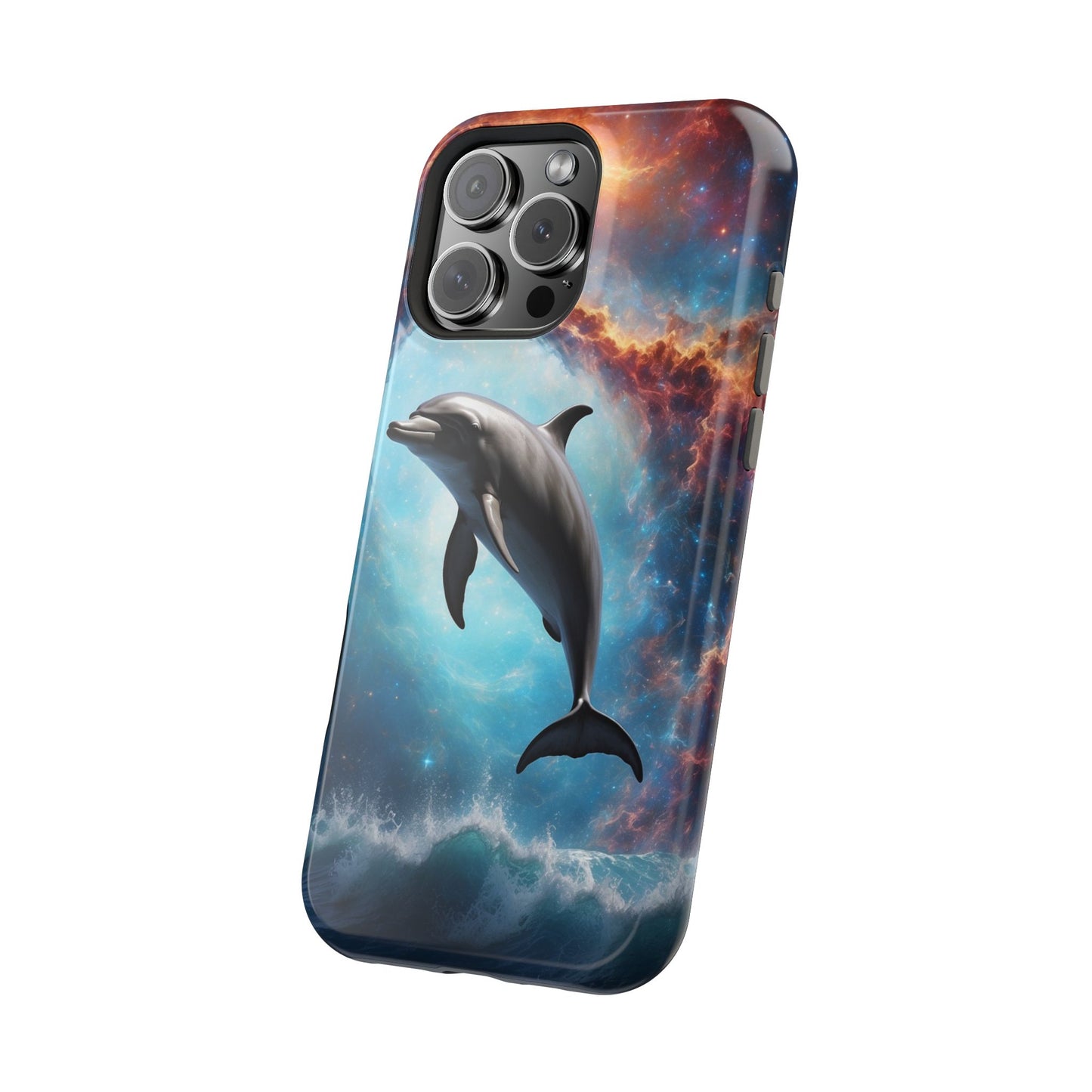 Cosmic Dolphin Space Vibes - MagSafe-Compatible Case