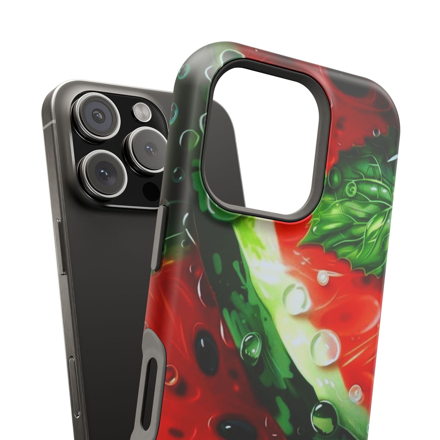 Juicy Watermelon & Mint MasSafe iPhone Case – Tough Dual-Layer, Vibrant Summer Design