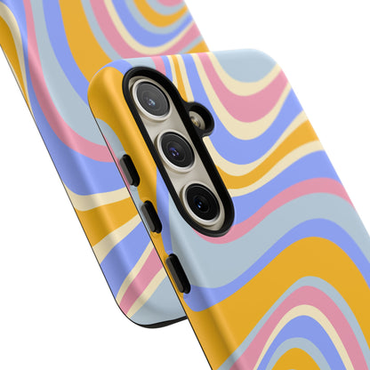 Groovy Pastel Waves Samsung Galaxy Case – 70s-Inspired Design with Dual-Layer Protection