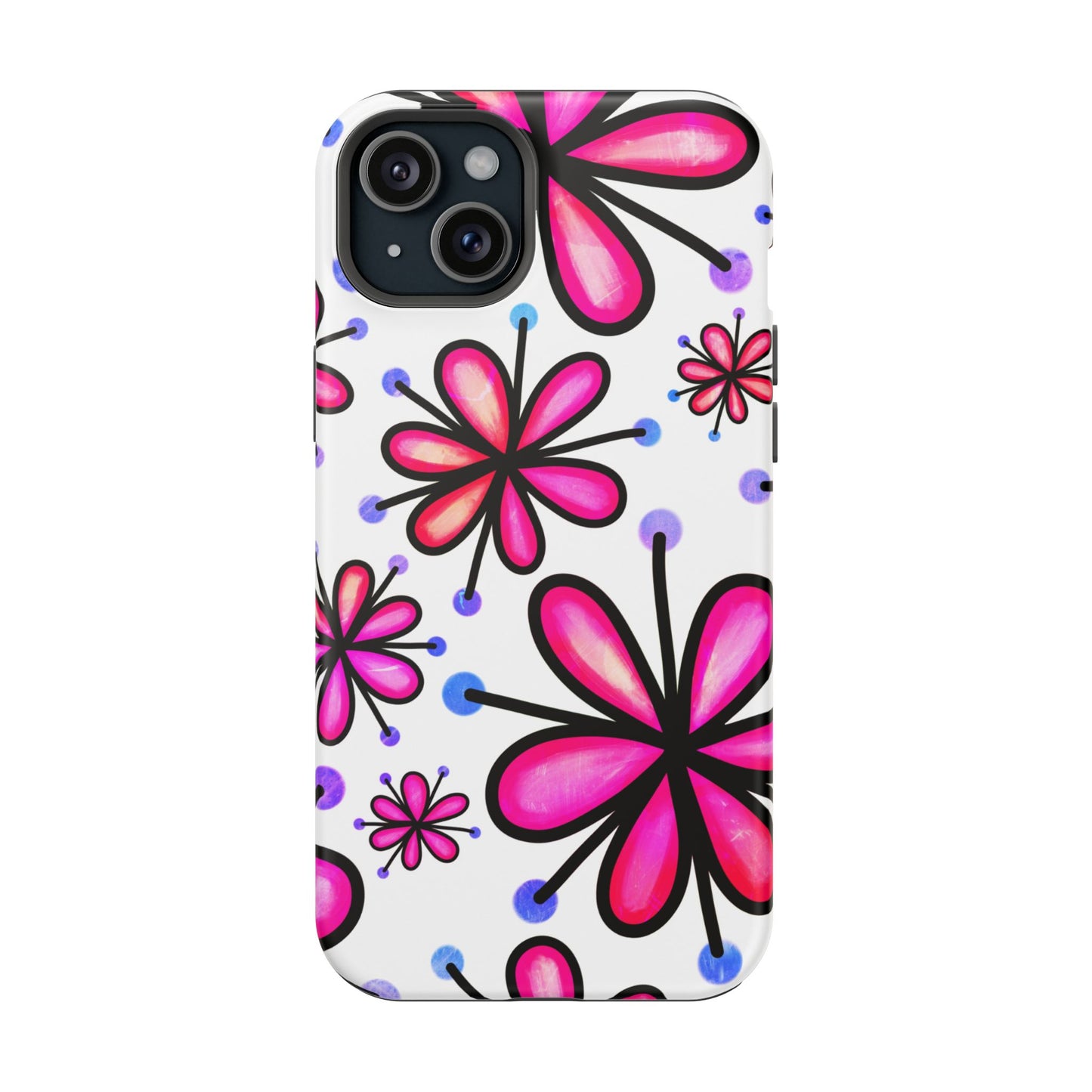 Pink Retro Bloom MagSafe iPhone Case – Ultra-Slim Design, Glossy Finish